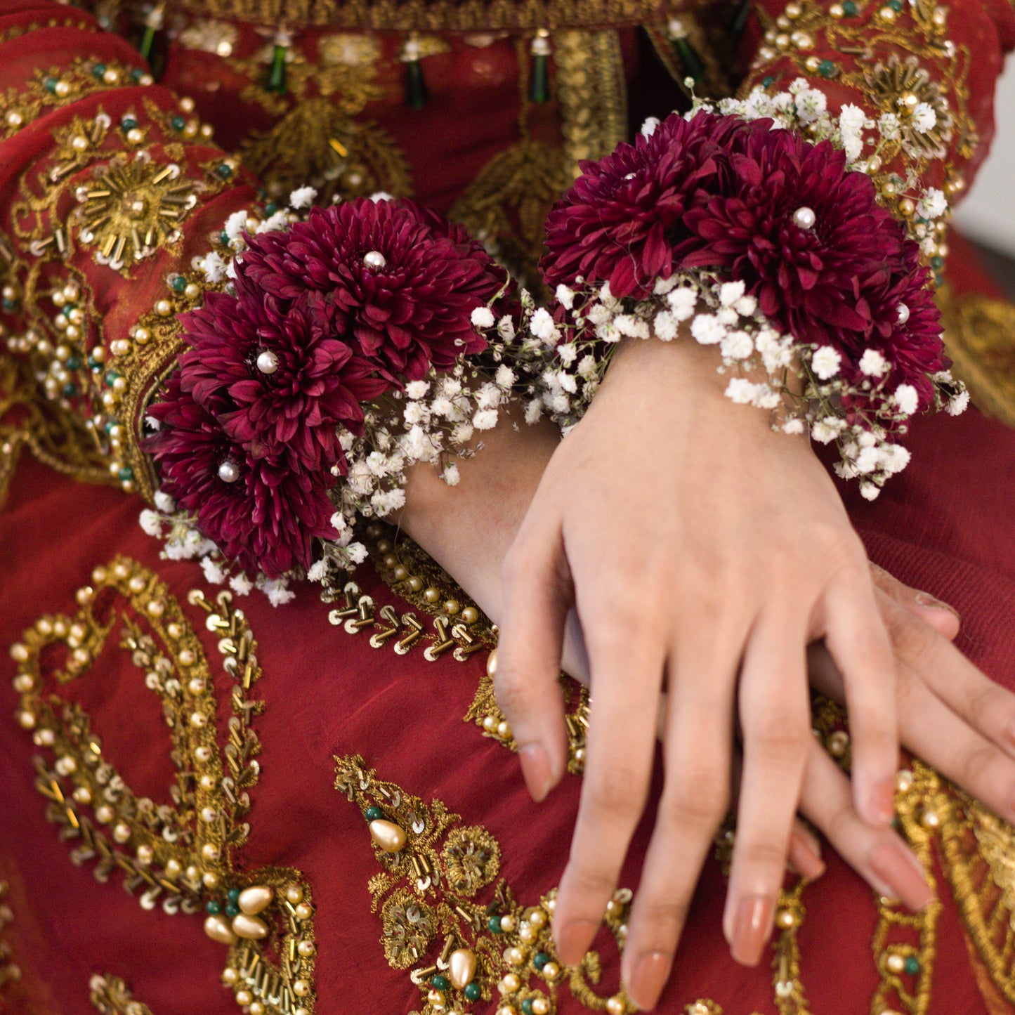 Maroon Floral Jewelry Set