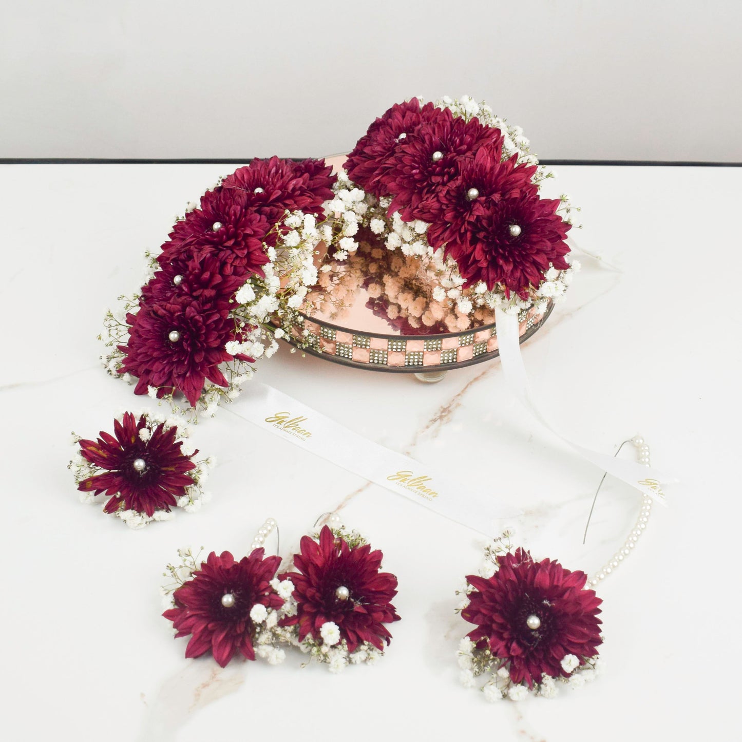 Maroon Floral Jewelry Set