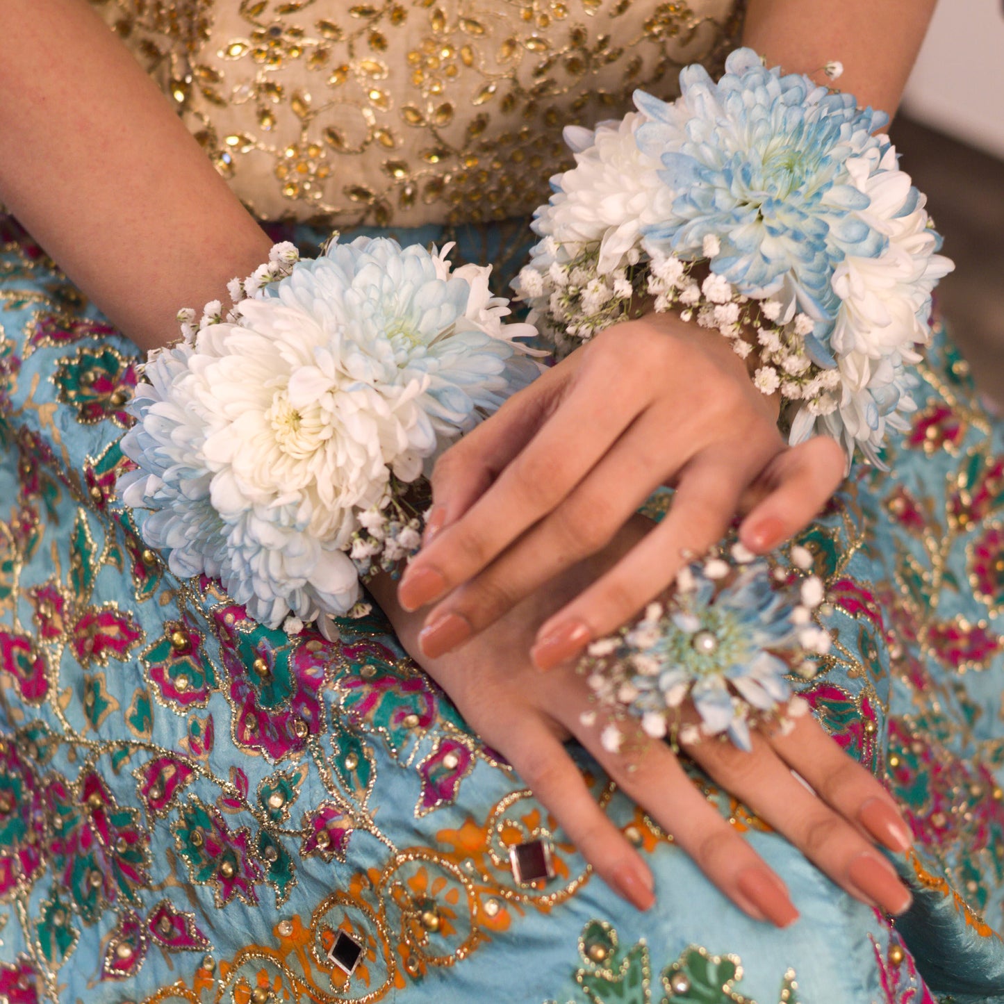 Blue Floral Jewelry Set