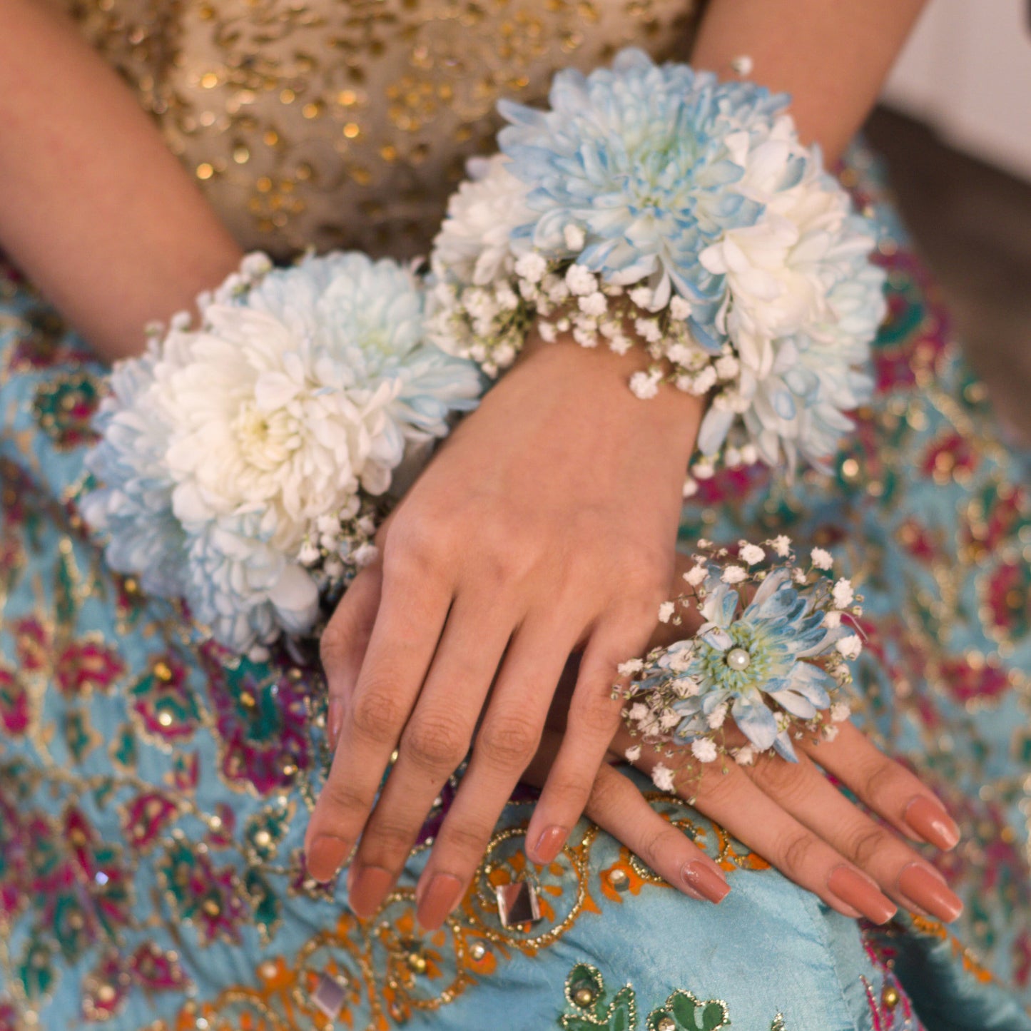 Blue Floral Jewelry Set